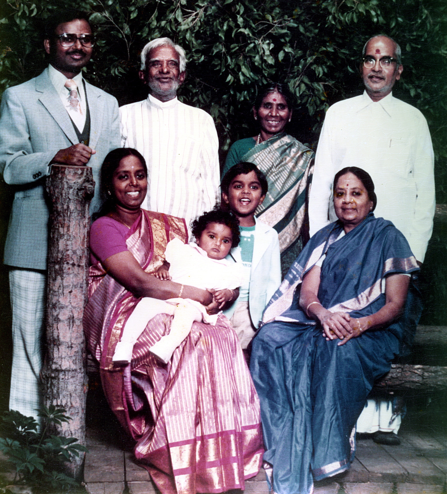 Our family, circa 1981 (Janabai seated at right)